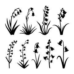 Bluebell Silhouette Vector Bundle Black and White Bluebell Clipart EPS Illustration