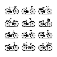 Bicycle Silhouette Vector Bundle | Black and White Bike Clipart | EPS Illustration Set