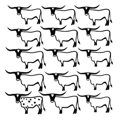 Black Cow silhouette vector icon set isolated on white background.