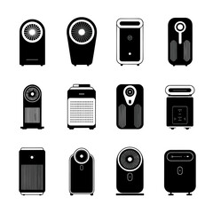 Air Purifier Silhouette Vector Bundle Black and White Air Purifier Clipart EPS Illustration