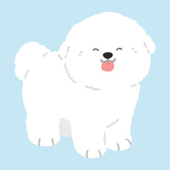 Simple and adorable illustration of smiling Bichon Frise standing