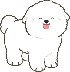Simple and adorable illustration of smiling Bichon Frise standing outlined