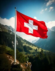 Switzerland National flag wavering