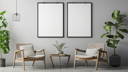 interior of modern office with mock up frame 