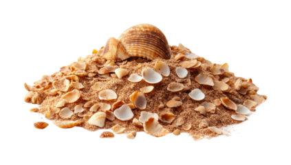 Collecting seashells on the beach nature relaxing isolated on transparent background, png