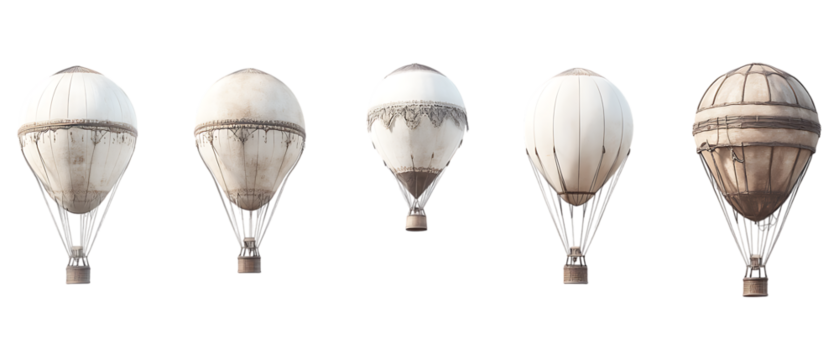 Pack of Air Balloons set on Transparent Background for Travel Illustration, Adventure Posters, or Children's Graphics