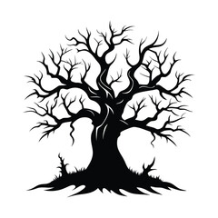 Silhouette of a Horror tree on a white background
