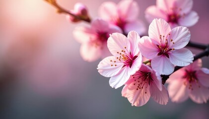 Delicate pink cherry blossoms, soft petals, floral branches , flower, nature background, soft pink