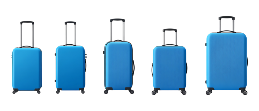 Pack of Carry-on Suitcase set Against Transparent Background for Travel Design, Luggage Branding, or Tourism Promotion