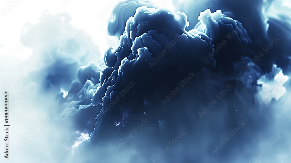 Poster abstract rendering of swirling cloud formations on a white background