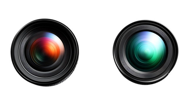 Pack of Camera Lens set Against Transparent Background for Photography Branding, Product Design, or Tech Marketing Projects