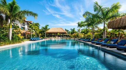 Luxury Tropical Resort Pool Paradise, Relaxing Getaway