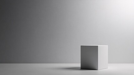 White cube studio display, minimalist background, product placement, backdrop