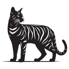 Fototapeta premium Bold Toyger silhouette, embodying the breed’s majestic and powerful nature – Toyger illustration – Toyger vector – cat silhouette