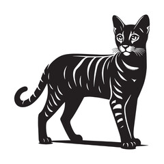 Confident Toyger silhouette, showcasing its proud and strong stance – Toyger illustration – Toyger vector – cat silhouette

