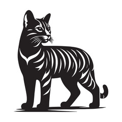 Striking Toyger silhouette, reflecting its wild appearance and sleek physique – Toyger illustration – Toyger vector – cat silhouette

