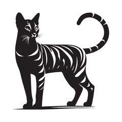 Powerful Toyger silhouette, embodying its muscular build and confident presence – Toyger illustration – Toyger vector – cat silhouette

