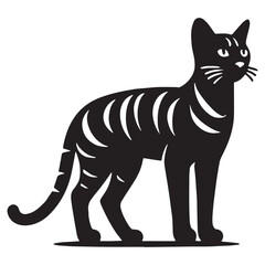Graceful Toyger silhouette, a depiction of its elegant and fluid movements – Toyger illustration – Toyger vector – cat silhouette

