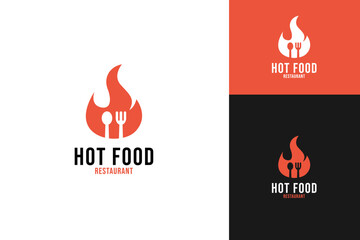 Hot food logo design template vector symbol illustration