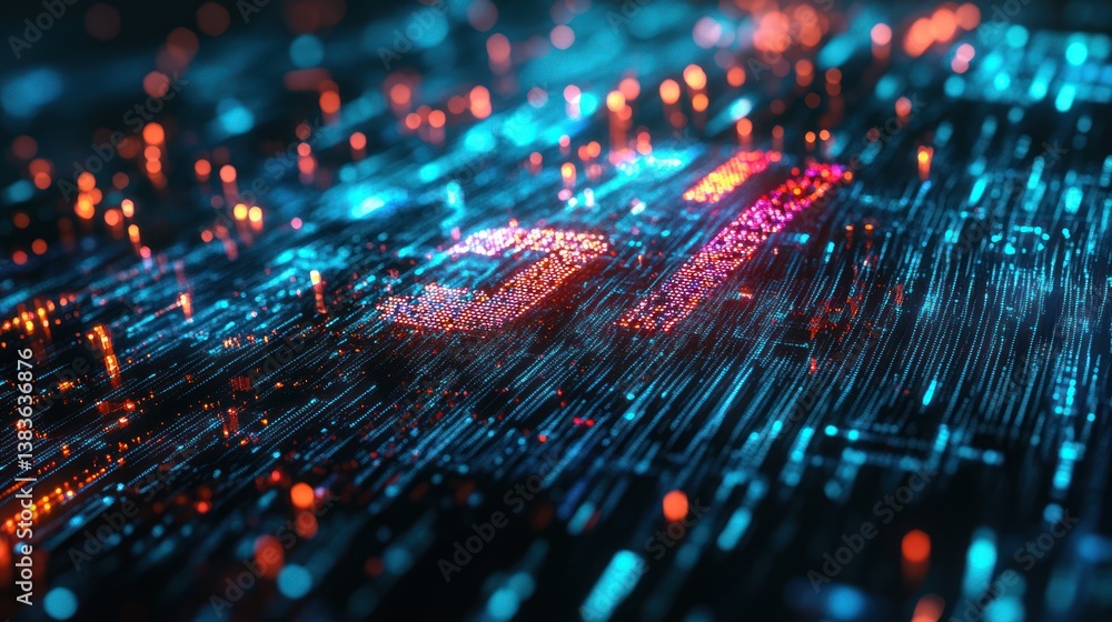 Poster futuristic digital technology backdrop showcasing glowing data streams and number 31