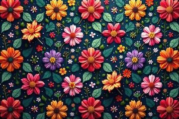 Intricate floral pattern, repeating seamlessly , loop, botanical