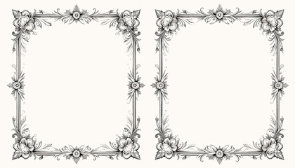 Set of Vintage Floral Frame Templates &ndash; Elegant Calligraphic Ornaments on White