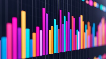 Obraz premium Colorful Bar Graph Visualizing Data Insights, Showing Progress and Analysis on a Digital Display.