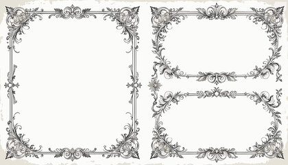 Fototapeta premium Set of Vintage Floral Frame Templates – Elegant Calligraphic Ornaments on White