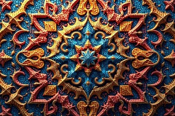 Intricate geometric textile design in muted tones , print, contemporary, background