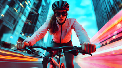 Urban Mobility Revolution Gen Z Professional Cyclist Redefining Sustainable Commute with Electric Bike, Stylish Performance Wear and Next-Gen Urban Transportation