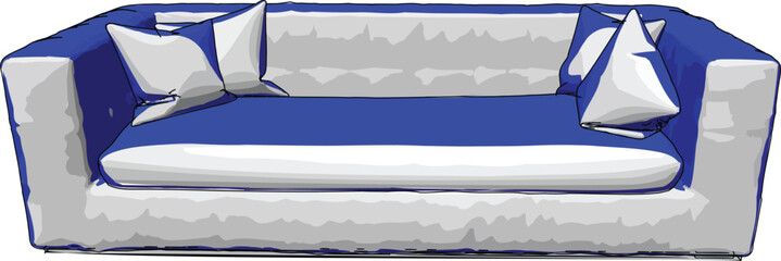 Elegant Sofa Vector Art Perspective Angle Front Facing