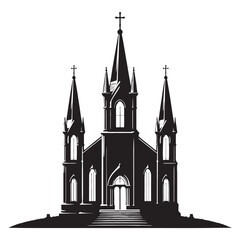 Iconic Cathedral silhouette, capturing the monumental structure and divine presence – Cathedral illustration – Cathedral vector – Religious cathedral silhouette

