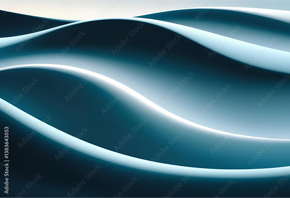 Aufkleber abstract blue waves: capturing the dynamic fluidity of water with a soothing gradient, evoking tranq