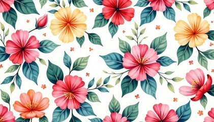 Soft, watercolor-style floral motif, seamlessly repeating, romantic, texture