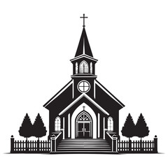 Timeless Church silhouette, reflecting classic design and architectural elegance – Church illustration – Church vector – Historic church silhouette

