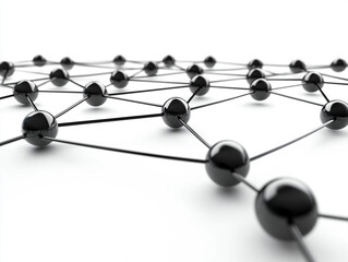 Fototapeta premium Global Network Connection Black Sphere Nodes Links