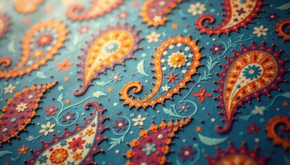 Subtle paisley pattern, muted tones, soft focus, neutral, textile, subtle