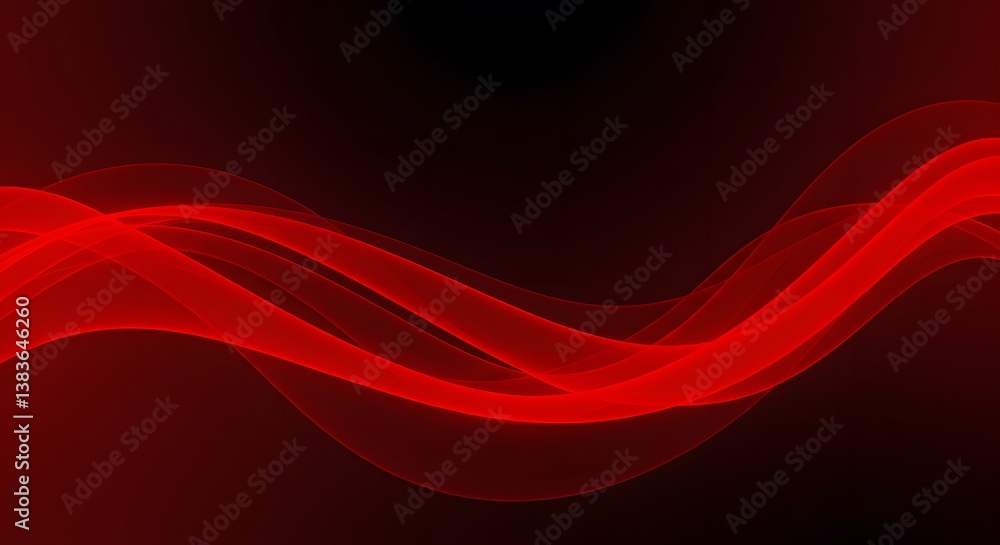 Poster abstract red waves flowing across a dark gradient background image