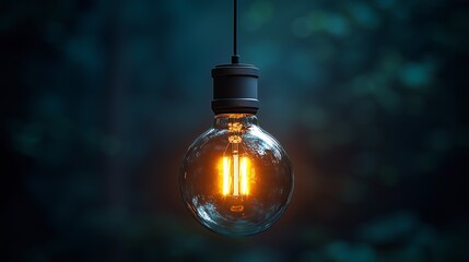 A minimalist design of a single lightbulb hanging