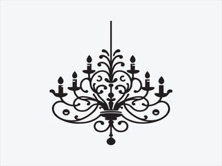 Elegant Chandelier Silhouette with Ornate Vintage Design for Luxurious and Classic Decor