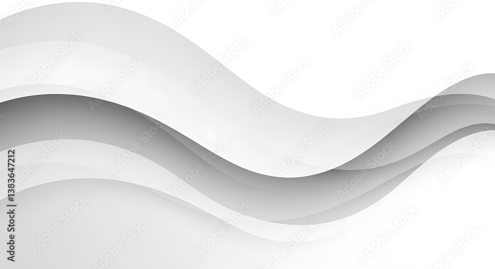 Poster Abstract White and Gray Wavy Background with Smooth Elegant Lines