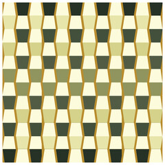 Geometric square print abstract pattern of tessellated trapezoid in shades of green and yellow, it could be used as a wallpaper, fabric design, pillow cover, curtains and bag

