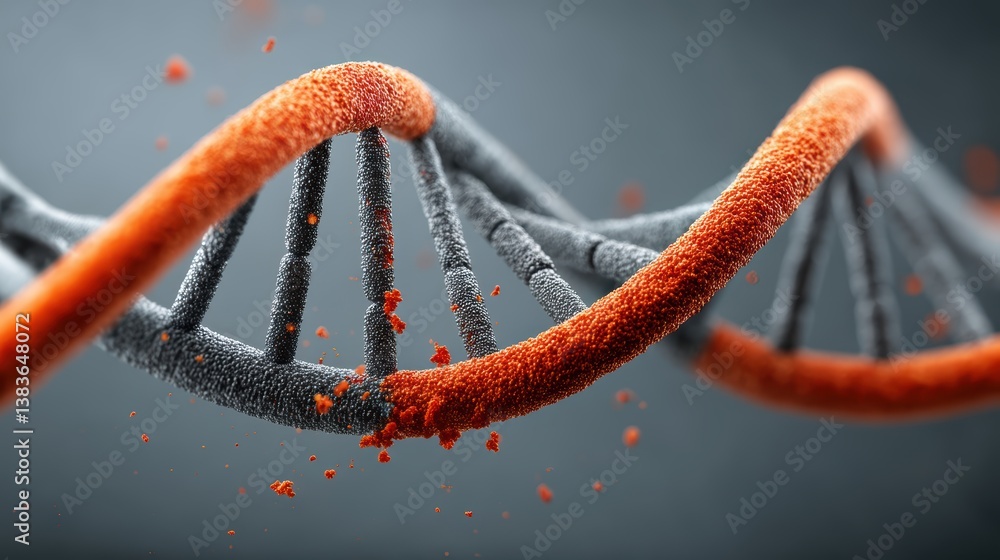 Poster intricate 3d render of a dna double helix molecular structure, exploring the building blocks of life