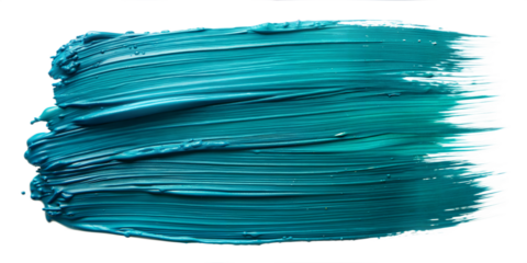 Vibrant Teal Brushstroke on Transparent Background. Teal Paint Stroke PNG Isolated Clipart. Artistic Blue Brush Mark.
