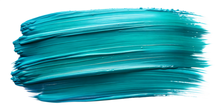Vibrant Teal Brushstroke on Transparent Background. Teal Paint Stroke PNG Isolated Clipart. Artistic Blue Brush Mark.