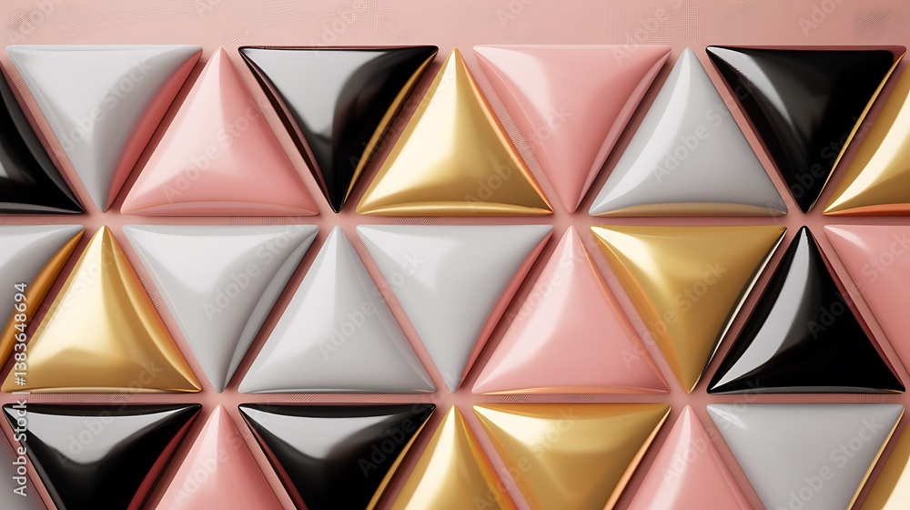 Poster a tiled decorative pattern of shiny colorful triangular shapes
