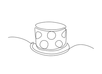 One continuous line drawing clown hat vector. Clown hat single line art design.