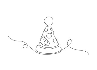 One continuous line drawing clown hat vector. Clown hat single line art design.