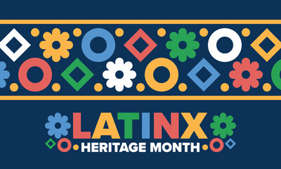Naklejka premium Latinx Heritage Month. National Hispanic Heritage Month. Hispanic and Latino Americans culture. Celebrate annual in United States. Poster, card, banner and background. Vector illustration