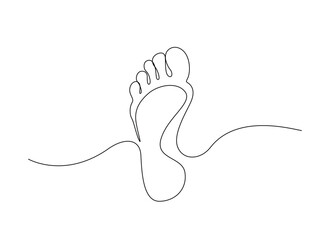 One continuous line drawing beauty bare foot. Human foot single line art design.